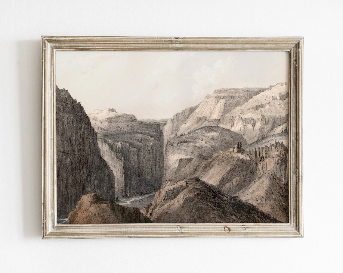 Rustic Mountain Landscape, Antique Lithograph Print