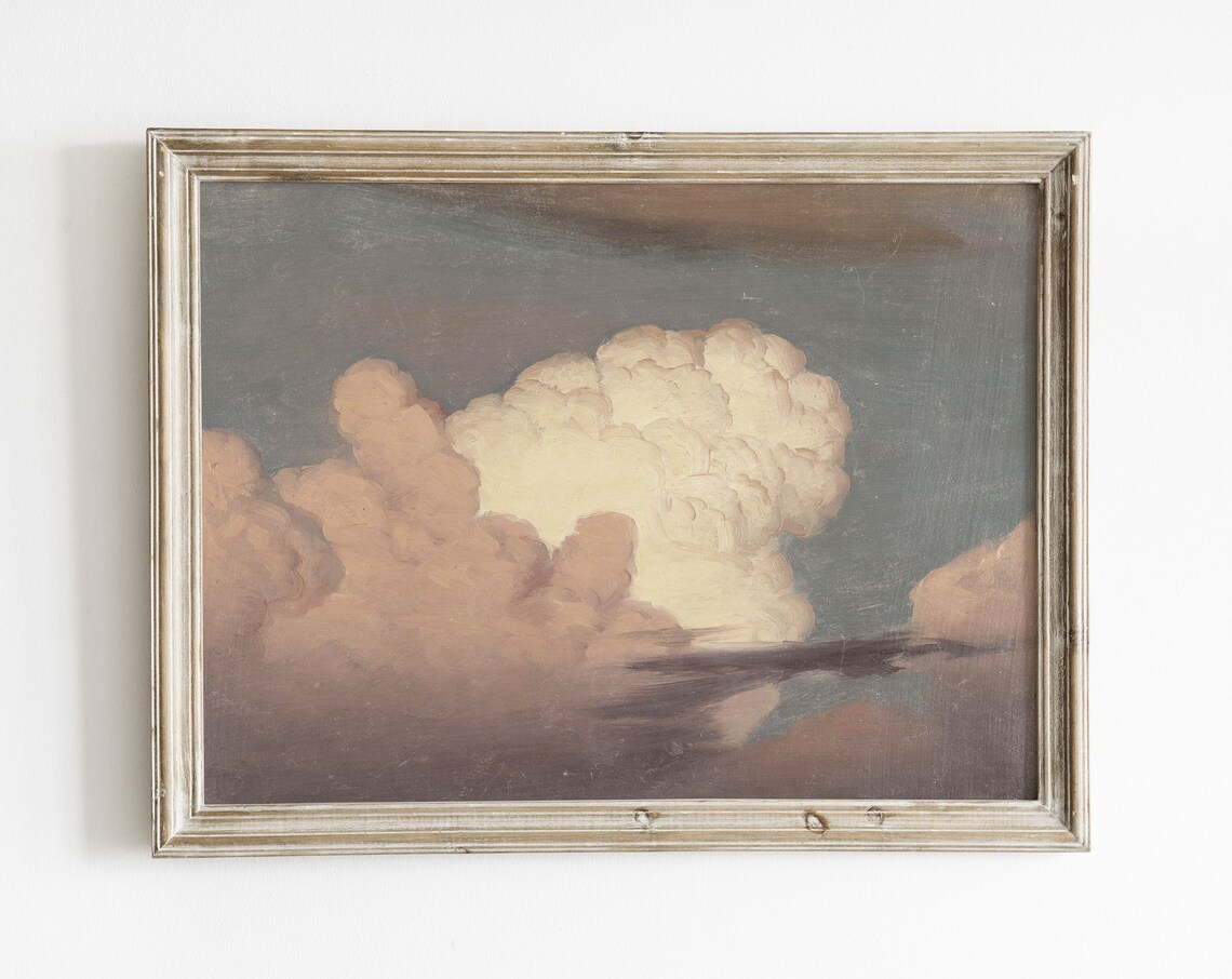 Vintage Pastel Cloud Sky Art Print, Nursery Decor
