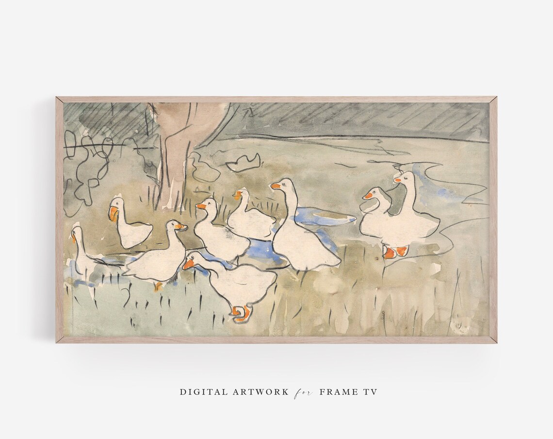 Goose Vintage Bird Wall Art Print for TV Display