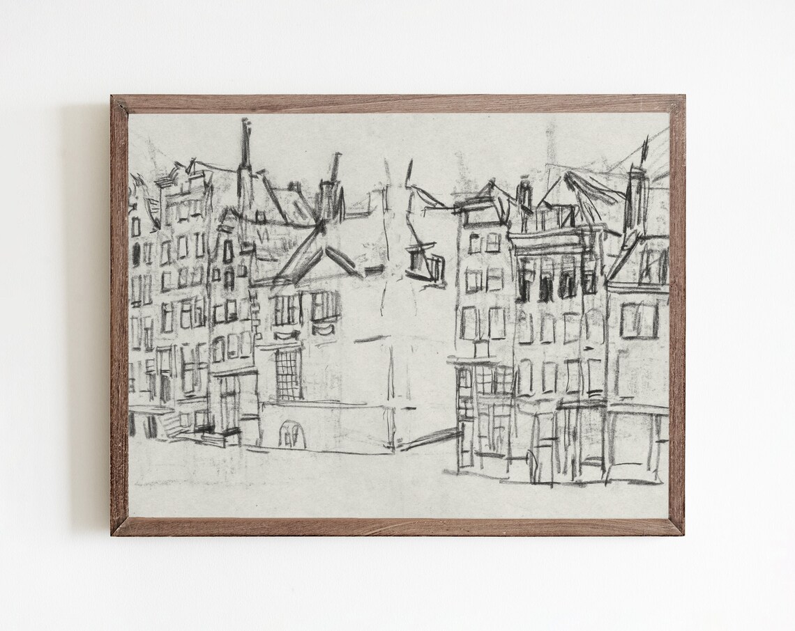 Vintage Architecture Abstract Sketch Line Art Print