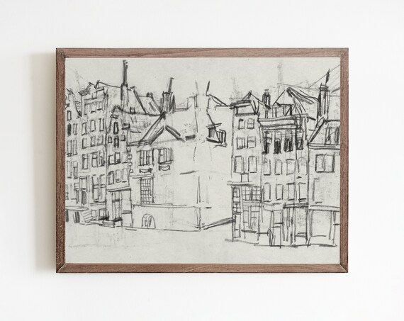 Vintage Architecture Abstract Sketch Line Art Print