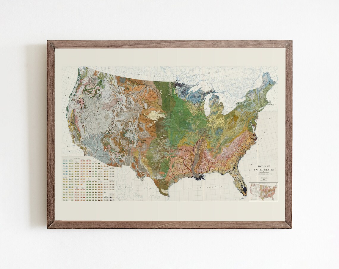 United States Soil Survey Map, Vintage Science Art Print