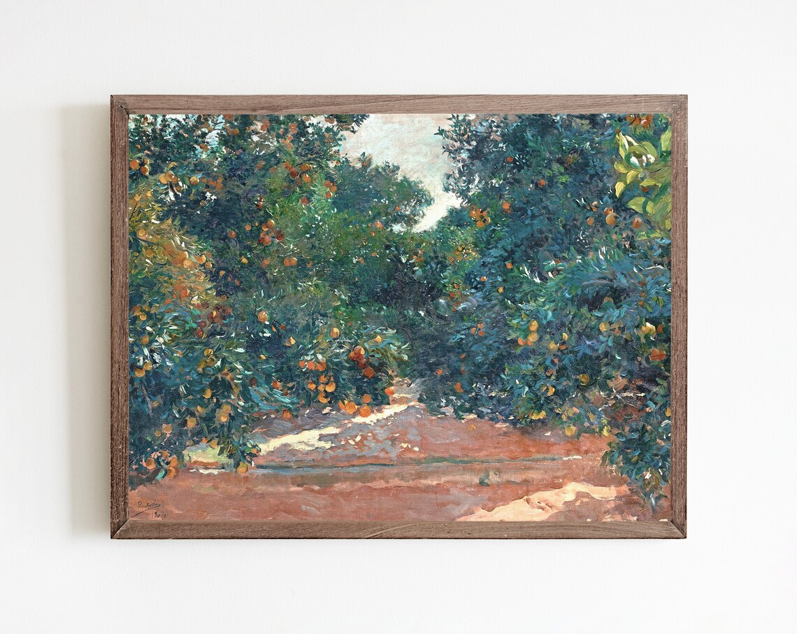 Orange Grove Landscape, Vintage Spain Art Print