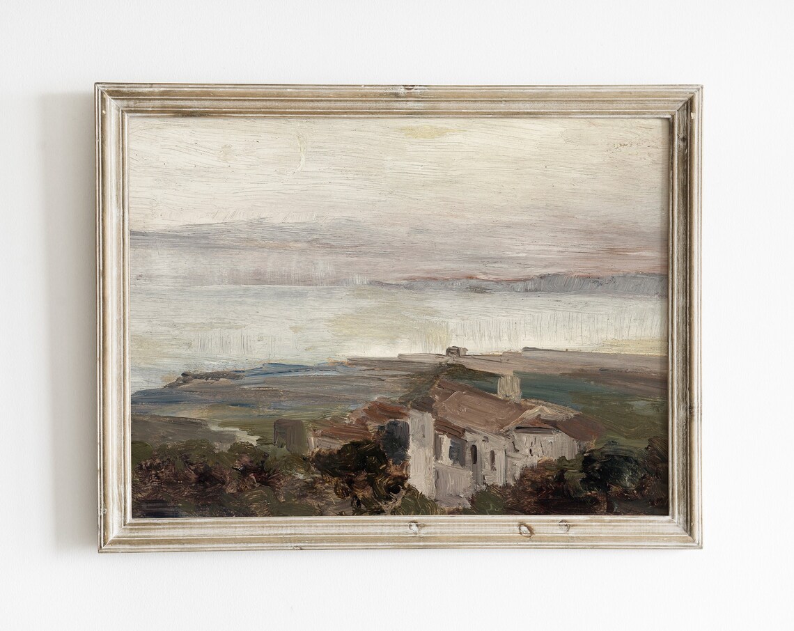 Modern Abstract Landscape, Vintage Neutral Art Print
