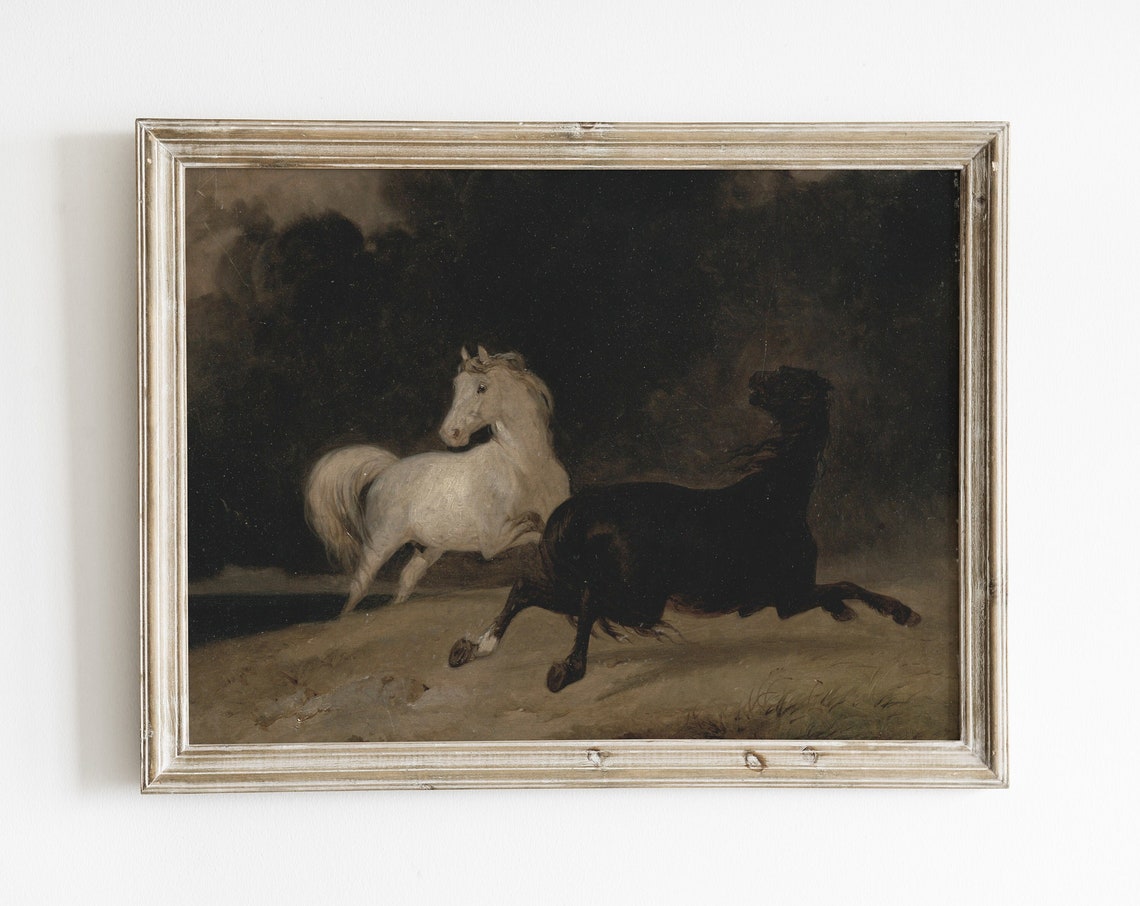 Vintage Horse Painting, Farmhouse Horse Art Print