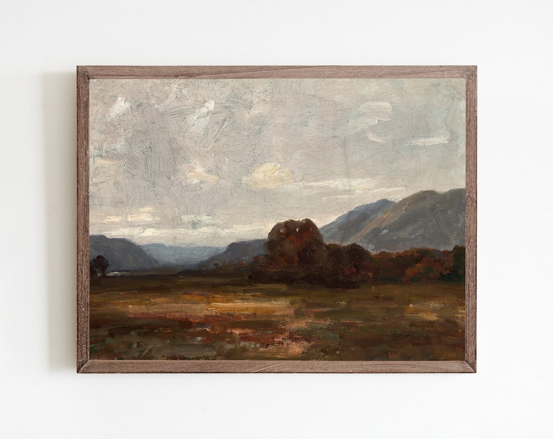 Fall Autumn Landscape Painting Warm Tone Fall Wall Decor Moody Autumn Landscape Fall Wall Decor