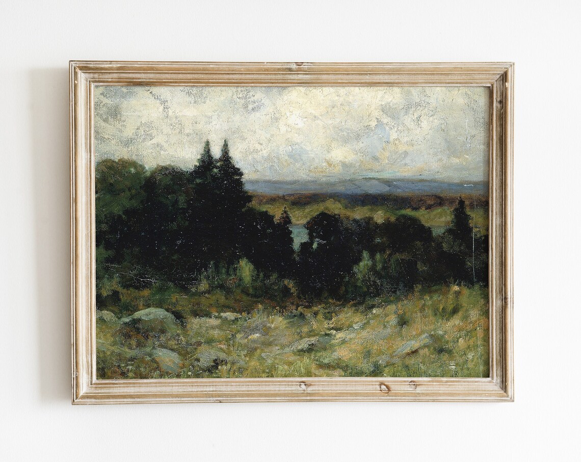 Mountain Landscape Vintage Farmhouse Art Print