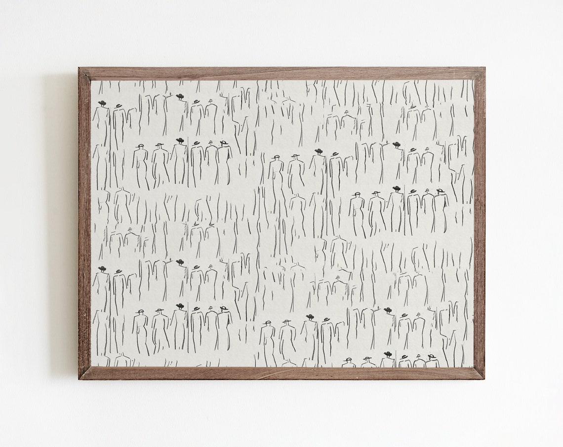 Vintage Figure Sketch, Abstract Line Art Print