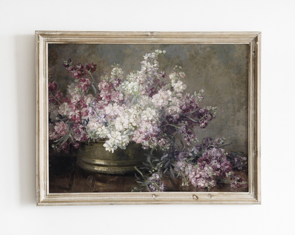 Vintage Lilac Floral Art Print, Traditional Bouquet