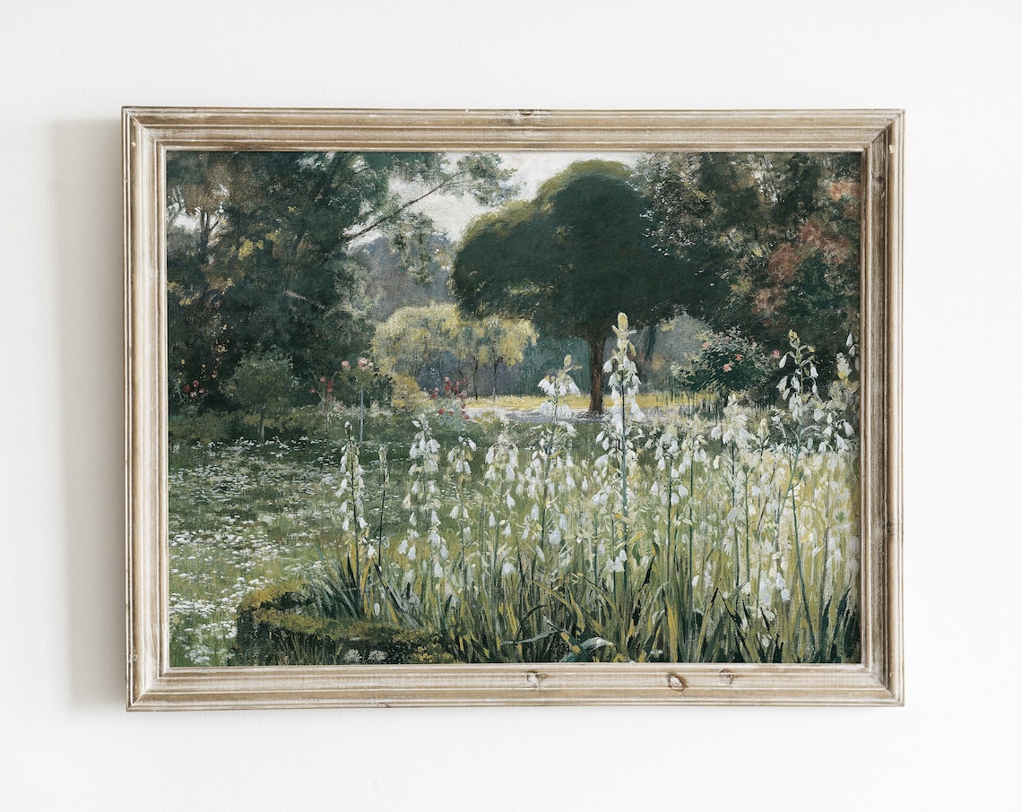 Vintage Landscape Painting, Antique Oil Scenery