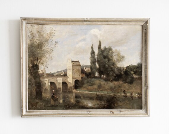 Antique European Village, Rustic Farmhouse Art Print