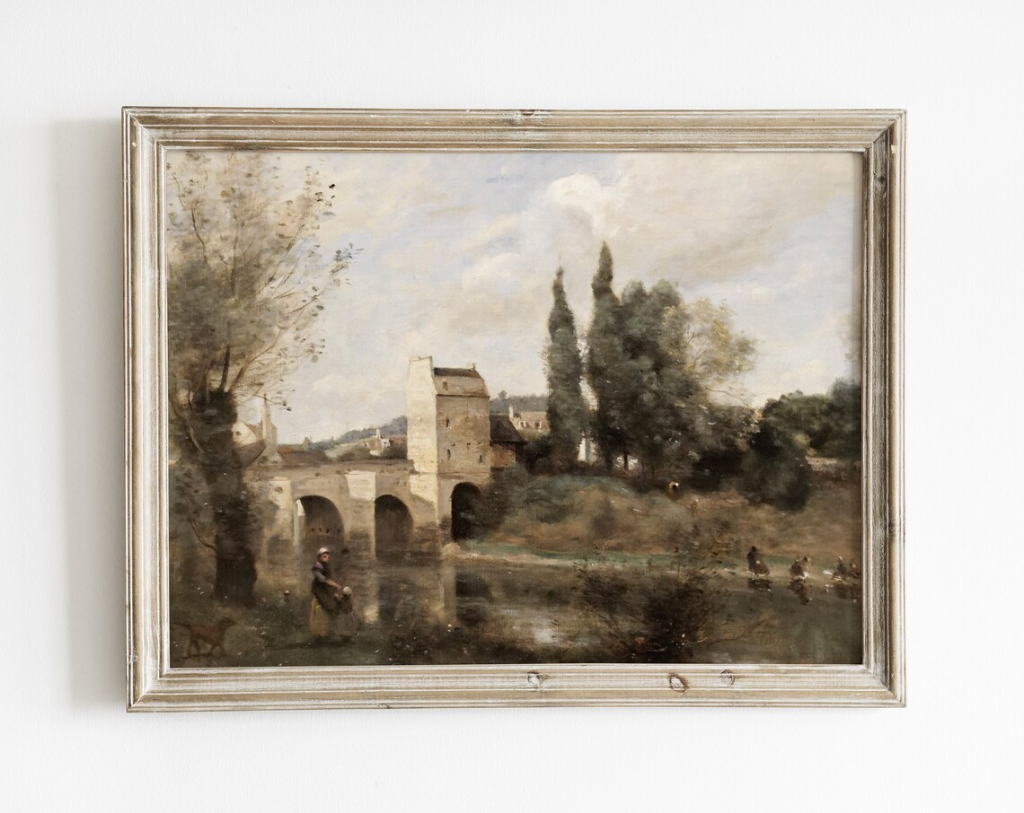 Antique European Village, Rustic Farmhouse Art Print