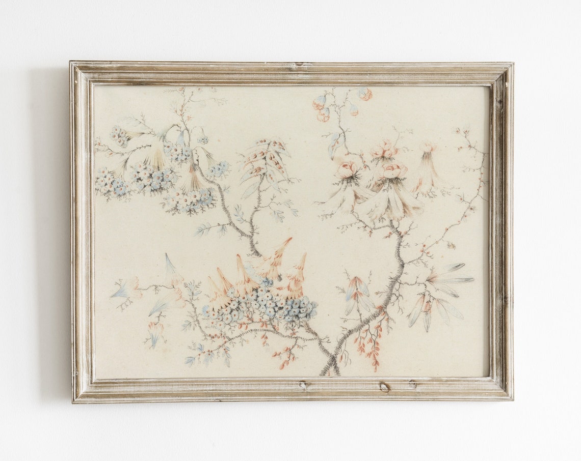 Cottagecore Botanical Floral Sketch Poster Print