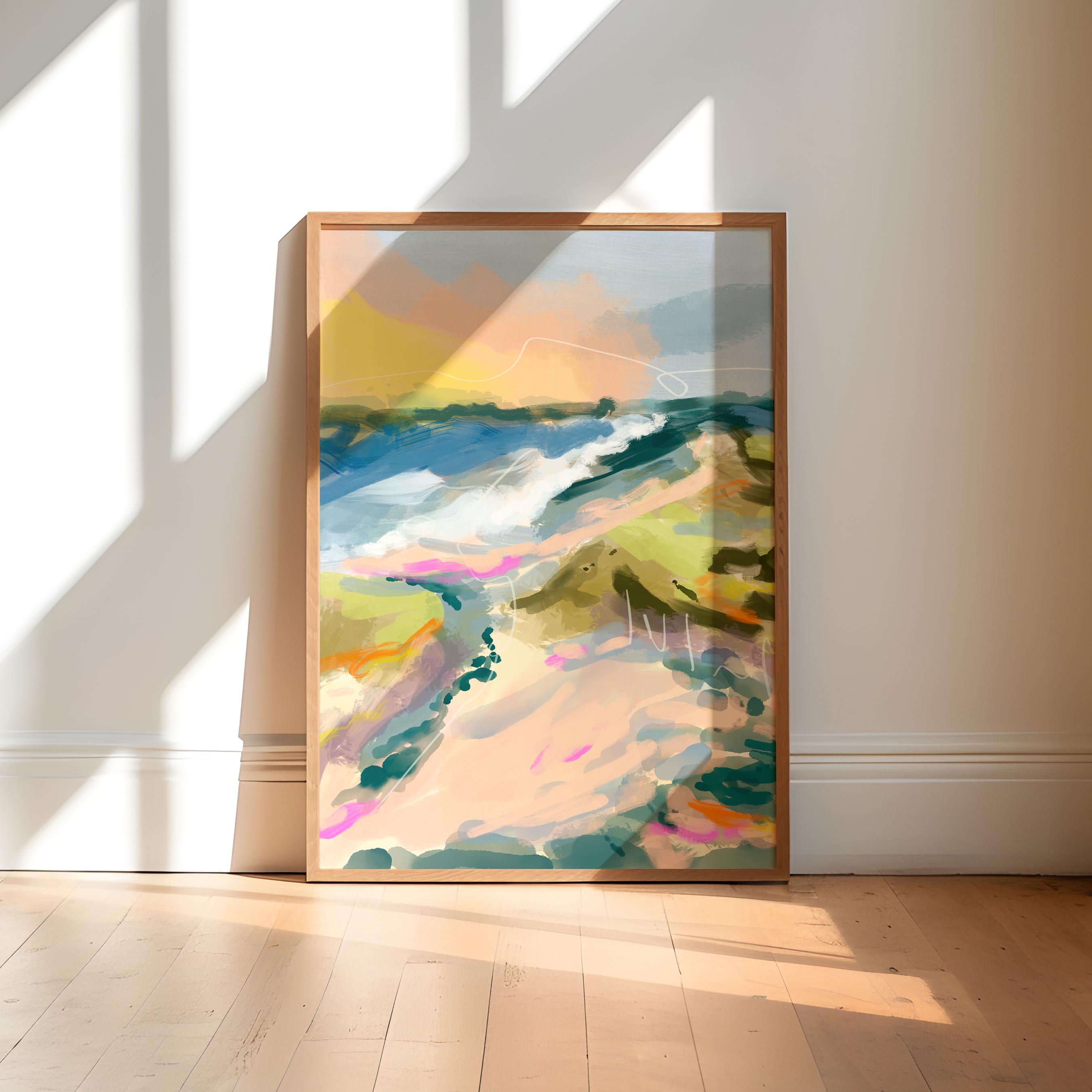 Beach Abstract Art Print, Colorful Bedroom Decor