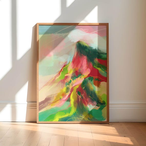 Arthurs Seat Abstract Art Print Wall Colourful Decor For Bedroom Living Room Landscape