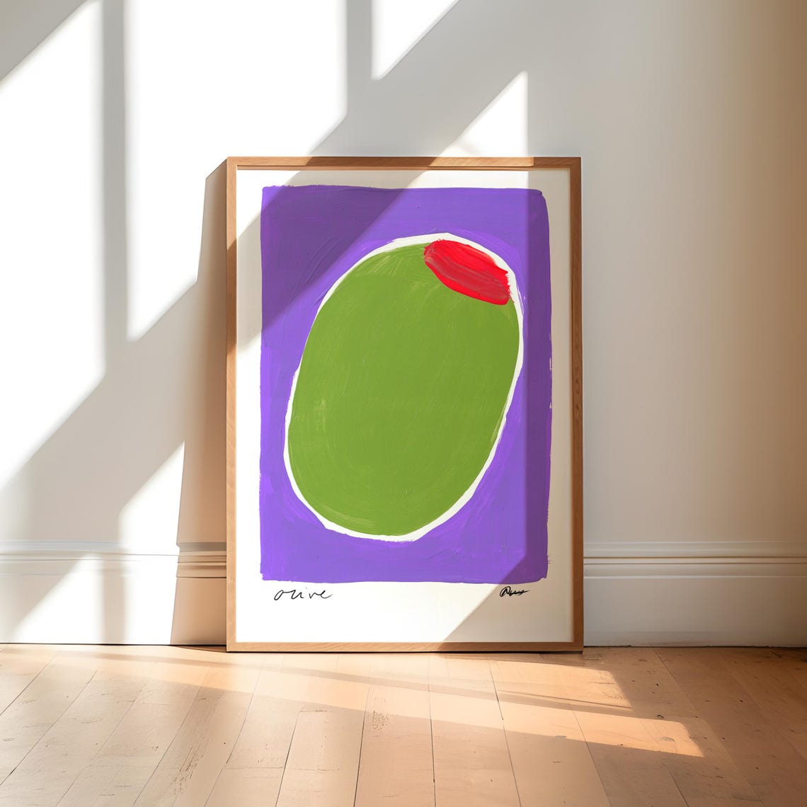 Olive Painting Art Print Hand Painted Abstract Kitchen Colourful