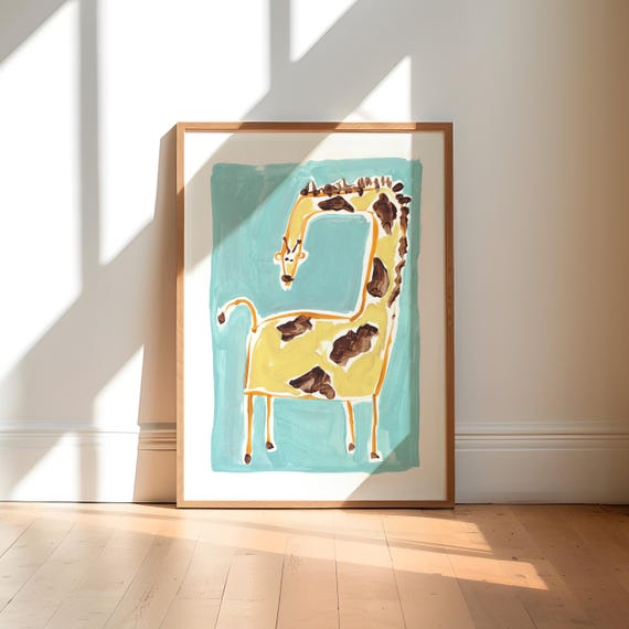Giraffe Art Print Pastel Nursery Wall Decor