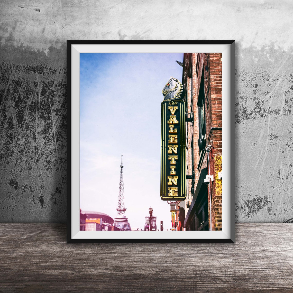 Nashville Bar The Valentine Sign Photography Wall Art Photo Broadway Music City Photography Bar Decor Home Decor Prints