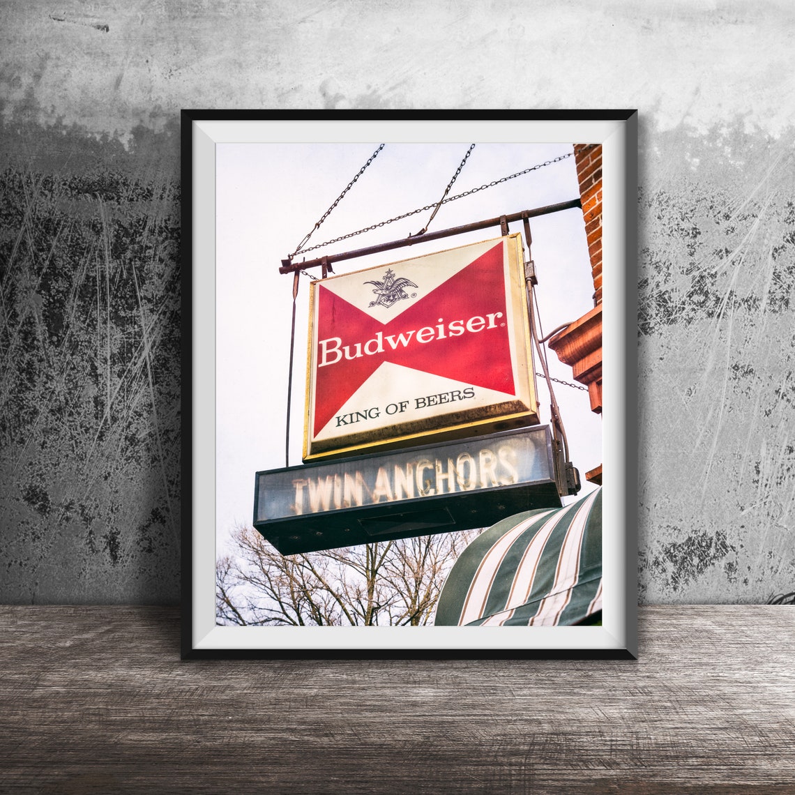 Twin Anchors Budweiser King of Beers Bar Sign Chicago Poster