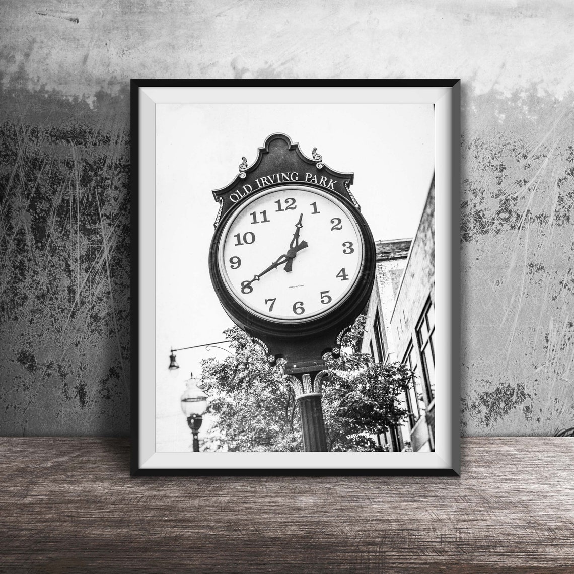 Old Irving Park Vintage Street Clock Chicago Sidewalk Clock Poster - Image 2