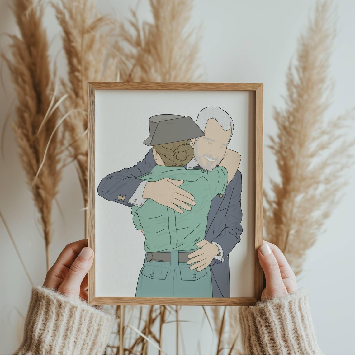 Proud Graduation Day Hug Custom Family Portrait Illustration Poster