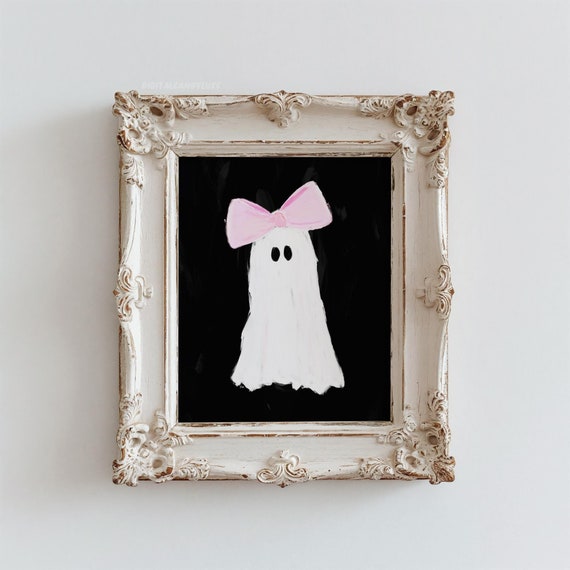 Pink Halloween Decor Pastel Goth Ghost Prints Art Cute Halloween Printables Wall Prints Poster Aesthetic Spooky Wall Art Pink