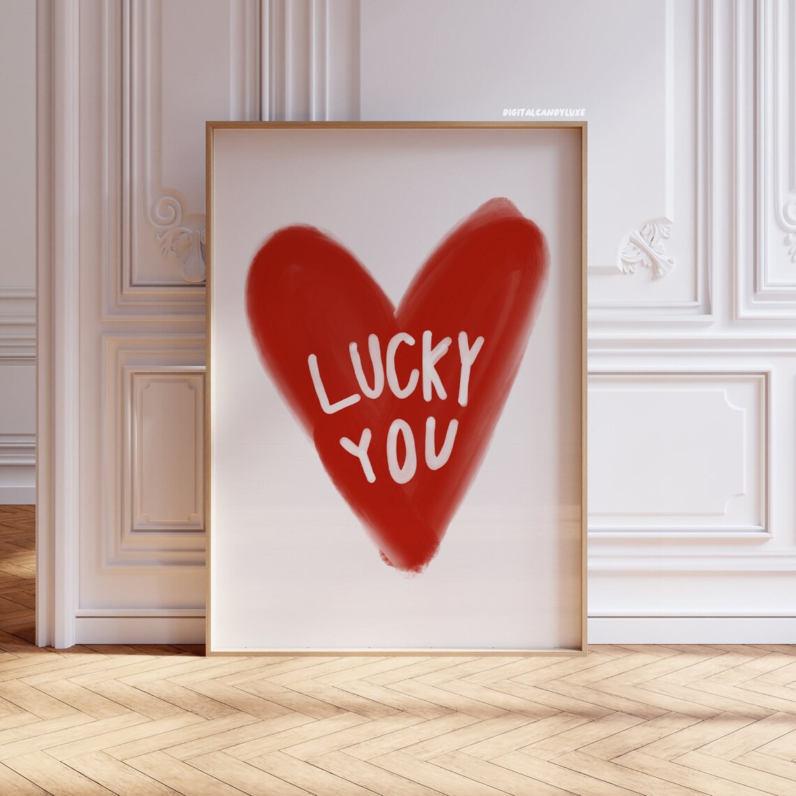 Red Heart Retro Wall Print for Dorm Bedroom Decor