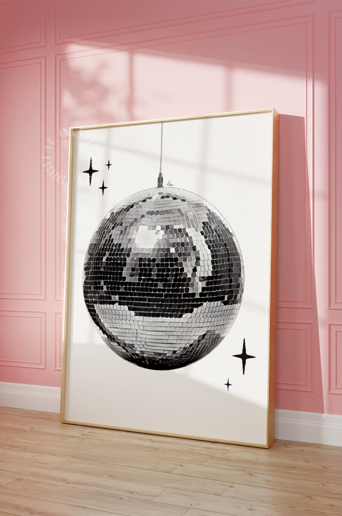 Disco Ball Vintage Retro Art Print