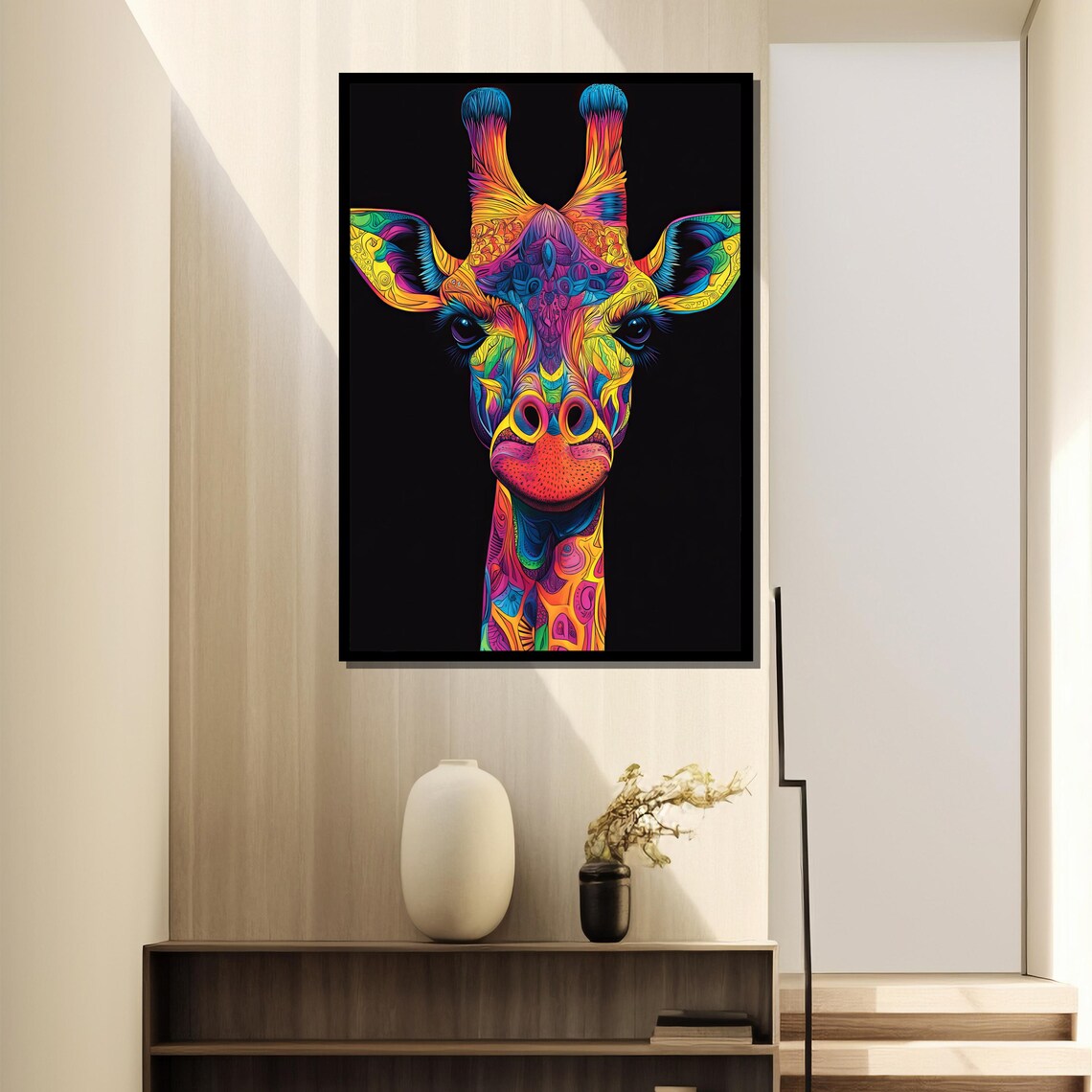 Giraffe Wall Art, Modern Abstract Animal Print - Image 2