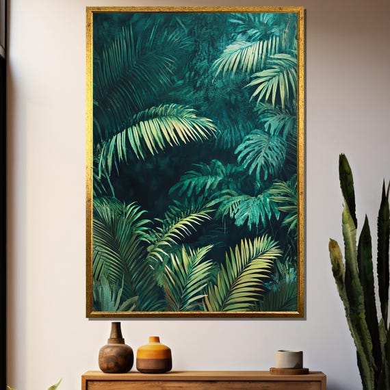 Tropical Jungle Botanical Art Print, Boho Spa Decor