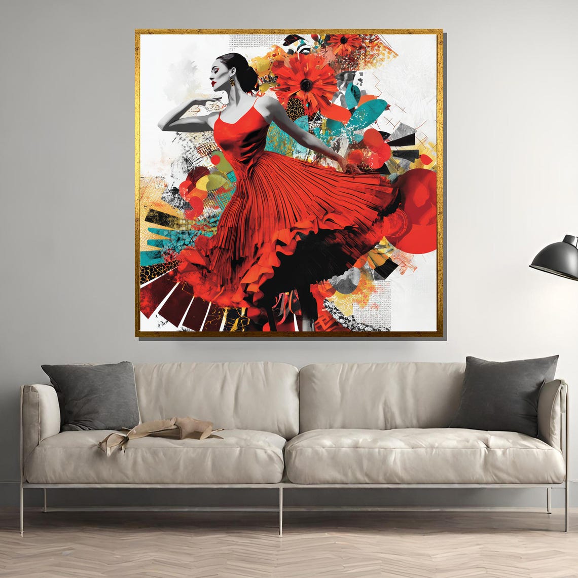 Flamenco Dancer Art Print, Bold Mixed Media