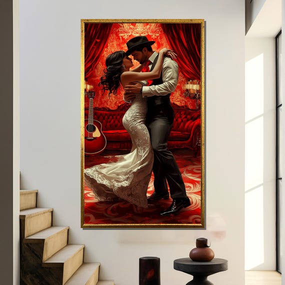 Romantic Latin Dance Couple, Elegant Lovers Embrace