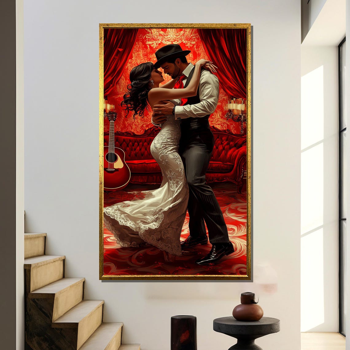 Romantic Latin Dance Couple, Elegant Lovers Embrace