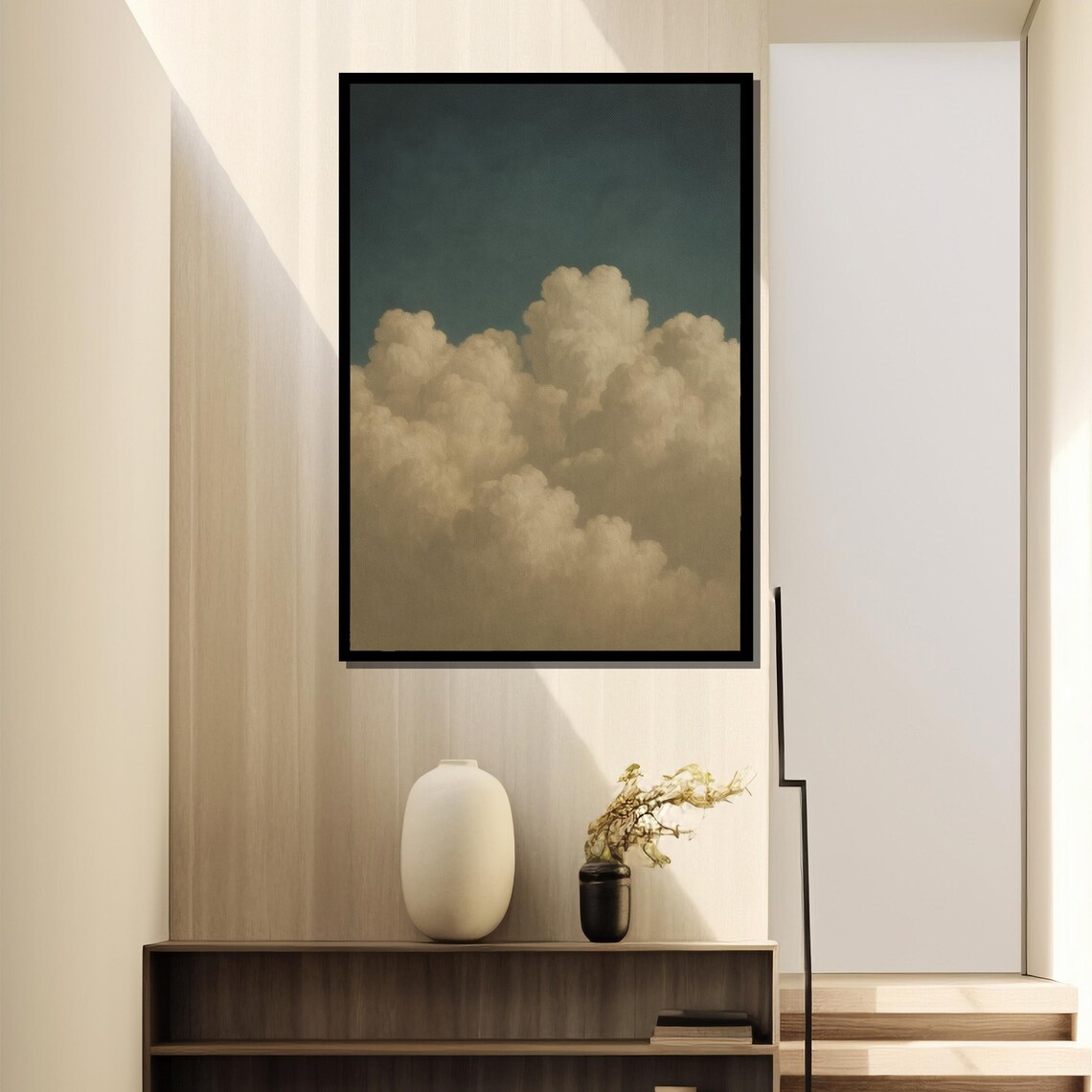 Towering Cumulus Cloudscape Painting, Serene Sky - Image 2