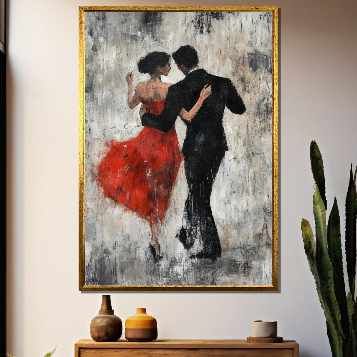 Elegant Dance Couple, Romantic Ballroom Scene Art Print