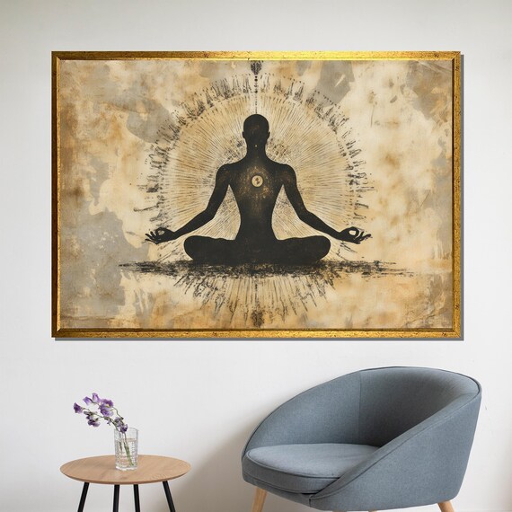 Ancient Yoga Meditation Art Print, Zen Balance