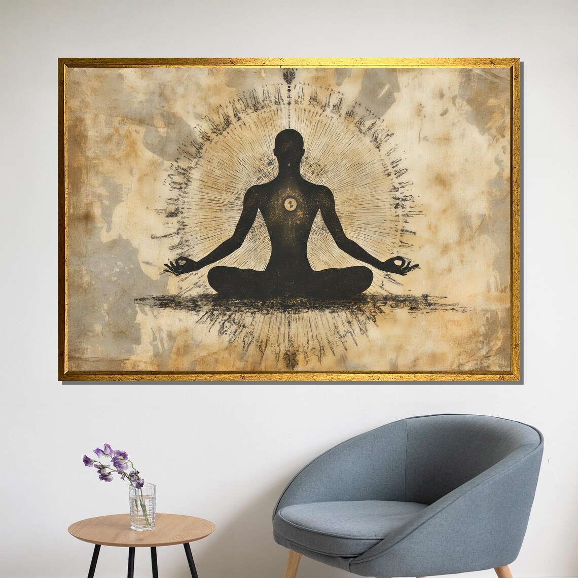 Ancient Yoga Meditation Art Print, Zen Balance