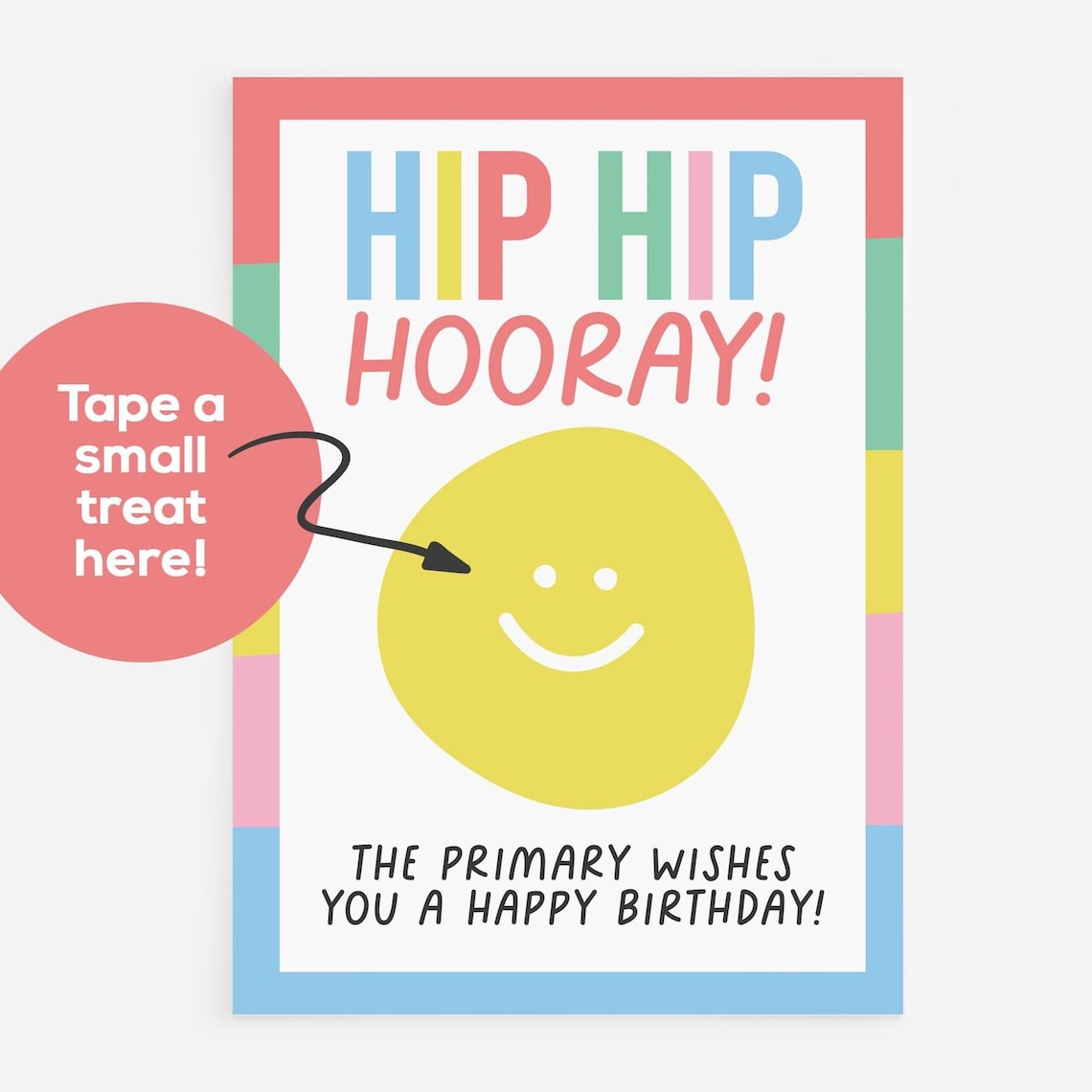 Hip Hip Hooray Smiley Happy Birthday Card Poster for LDS Primary Kids