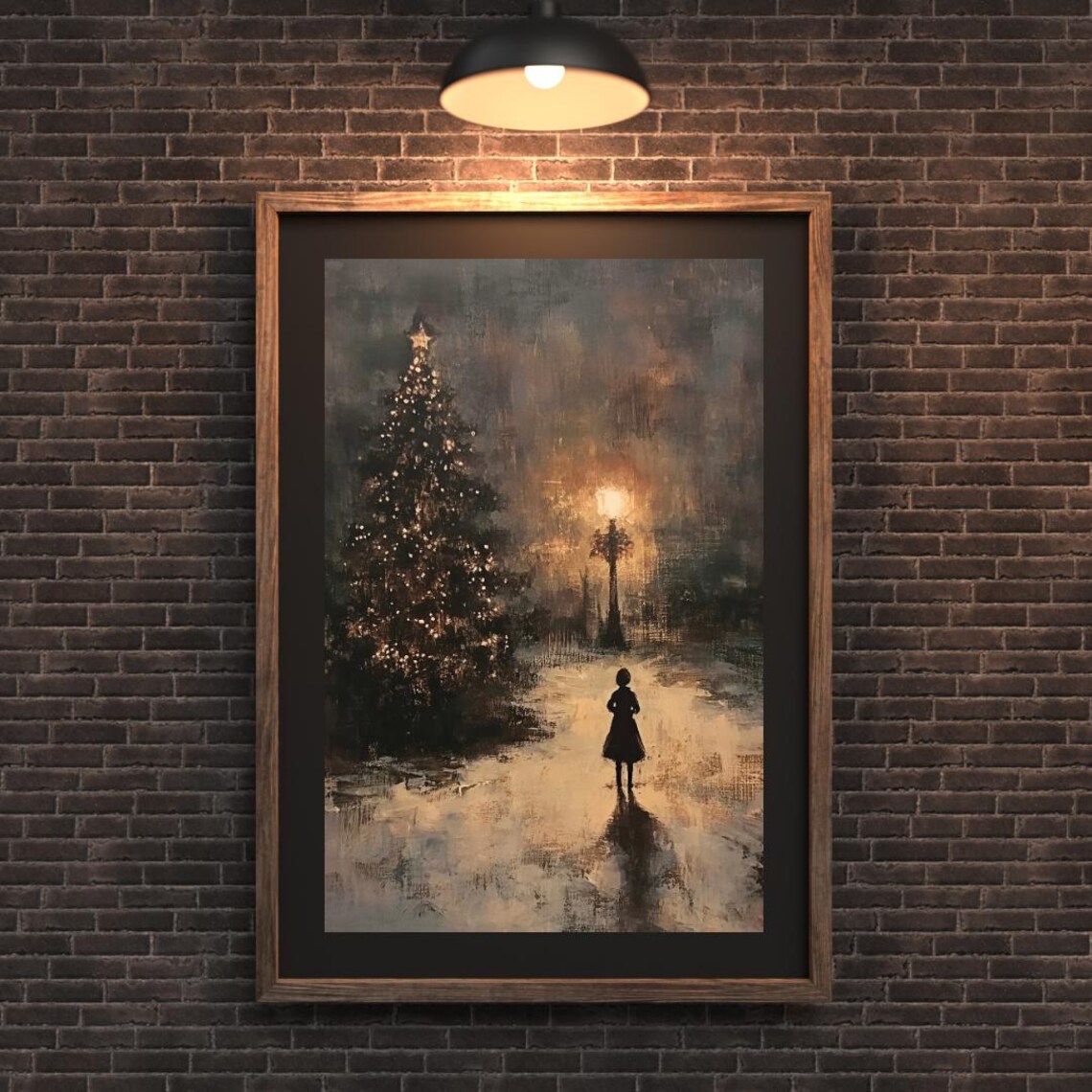 Vintage Christmas Tree At Night Art Print - Image 4