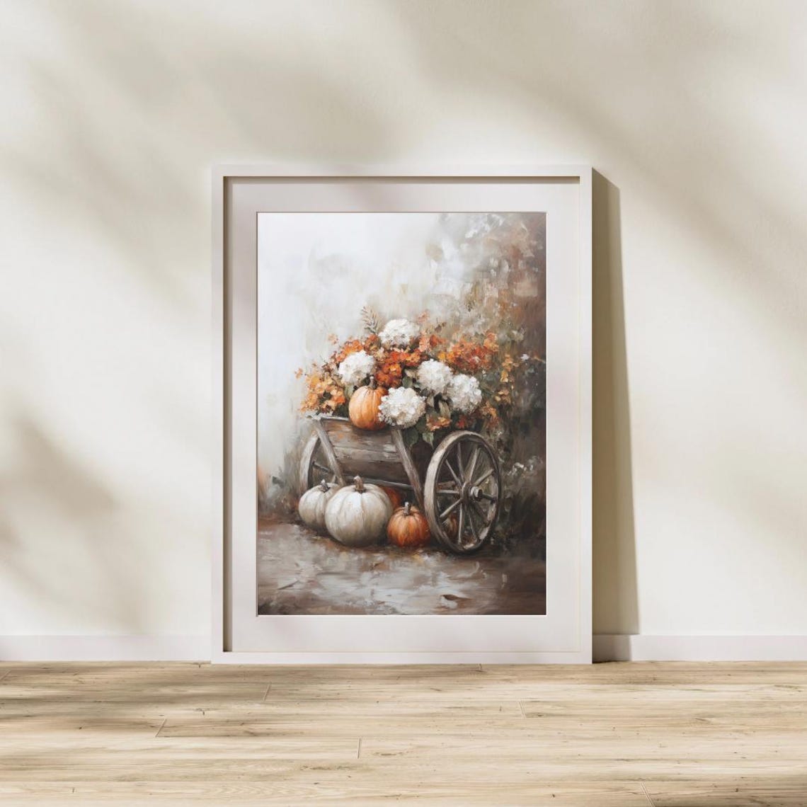 Floral Pumpkin Patch Wheelbarrow Cottagecore Fall Still Life Poster - Image 4
