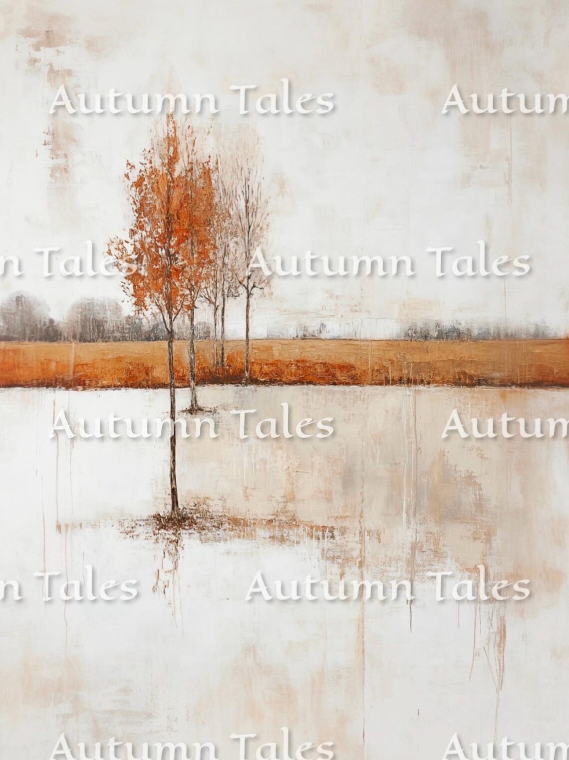 Abstract Winter Landscape Burnt Orange Tree Minimalist Farmhouse Poster - Image 2