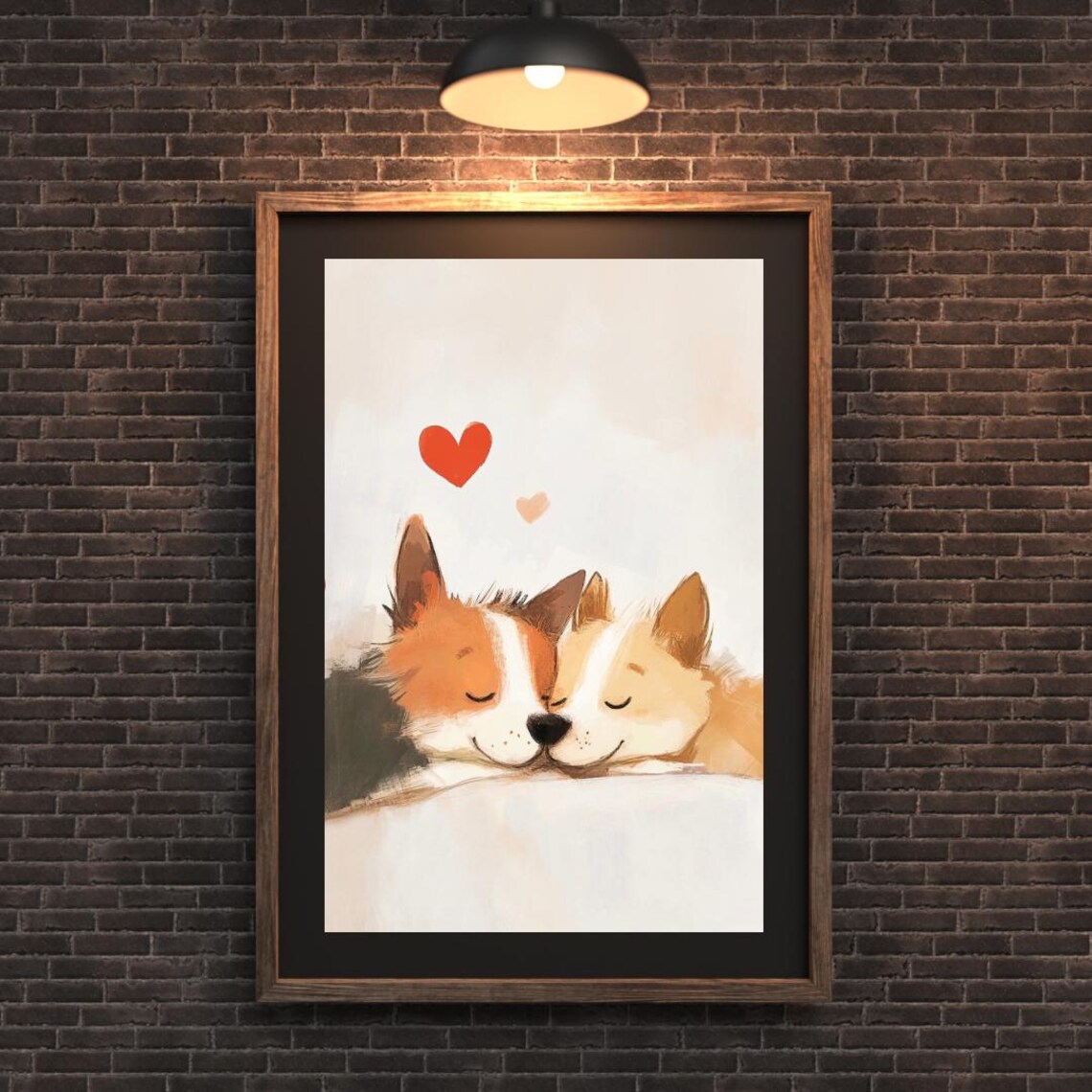 Sleeping Corgis Pair Hearts Valentines Day Puppy Love Poster - Image 3
