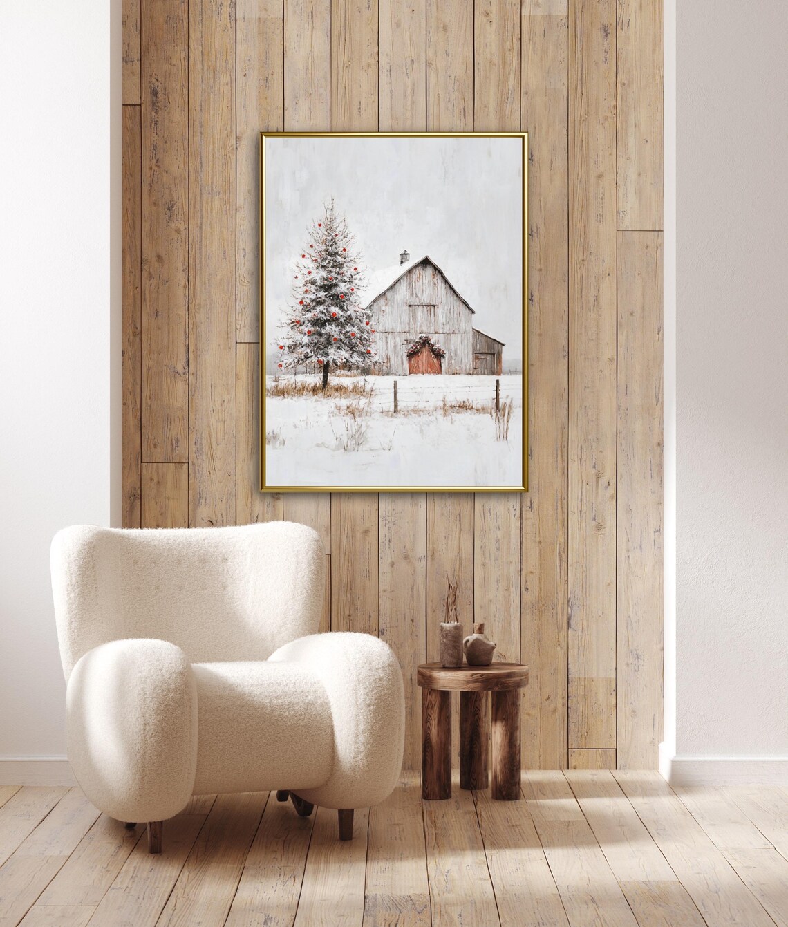 Vintage Barn Winter Farmhouse Christmas Art Print - Image 2