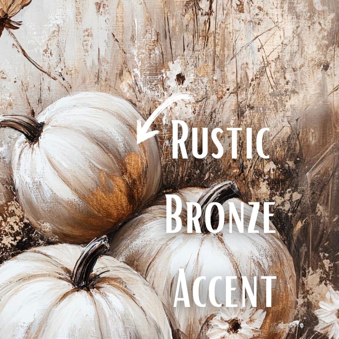 Autumn Tales White Pumpkins Wildflowers Fall Still Life Neutral Farmhouse Print - Image 3