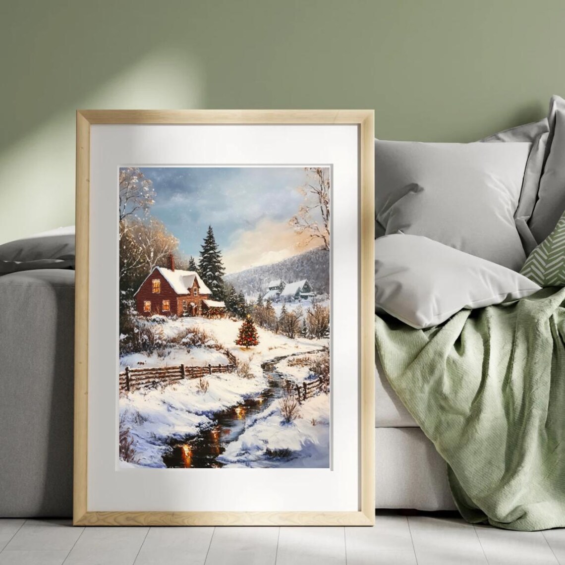 Cozy Winter Cottage Cabin Holiday Art Print - Image 6