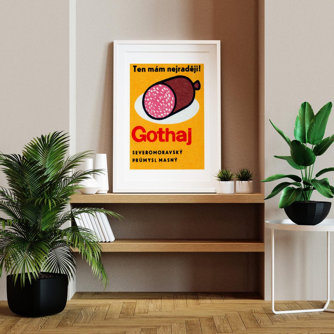Gothaj Salami Czech Vintage Meat Advertising Matchbox Label Poster - Image 2