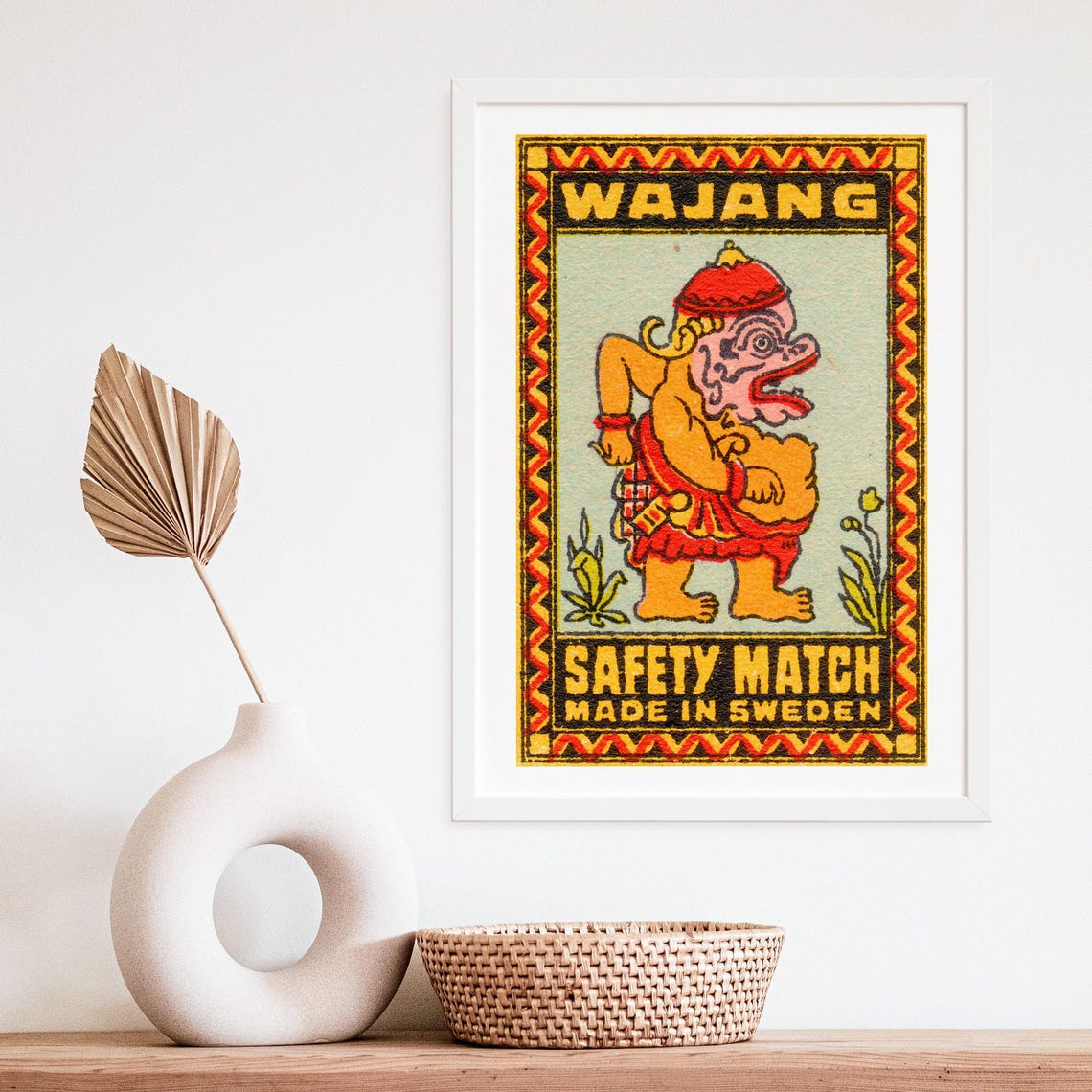 Wajang Wayang Puppet Swedish Safety Match Label Folk Art Poster - Image 4
