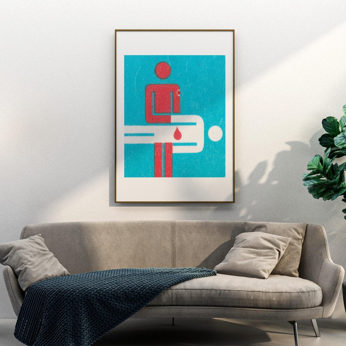 Vintage Blood Donor Icon Bold Red Minimalist Matchbox Art Poster - Image 3
