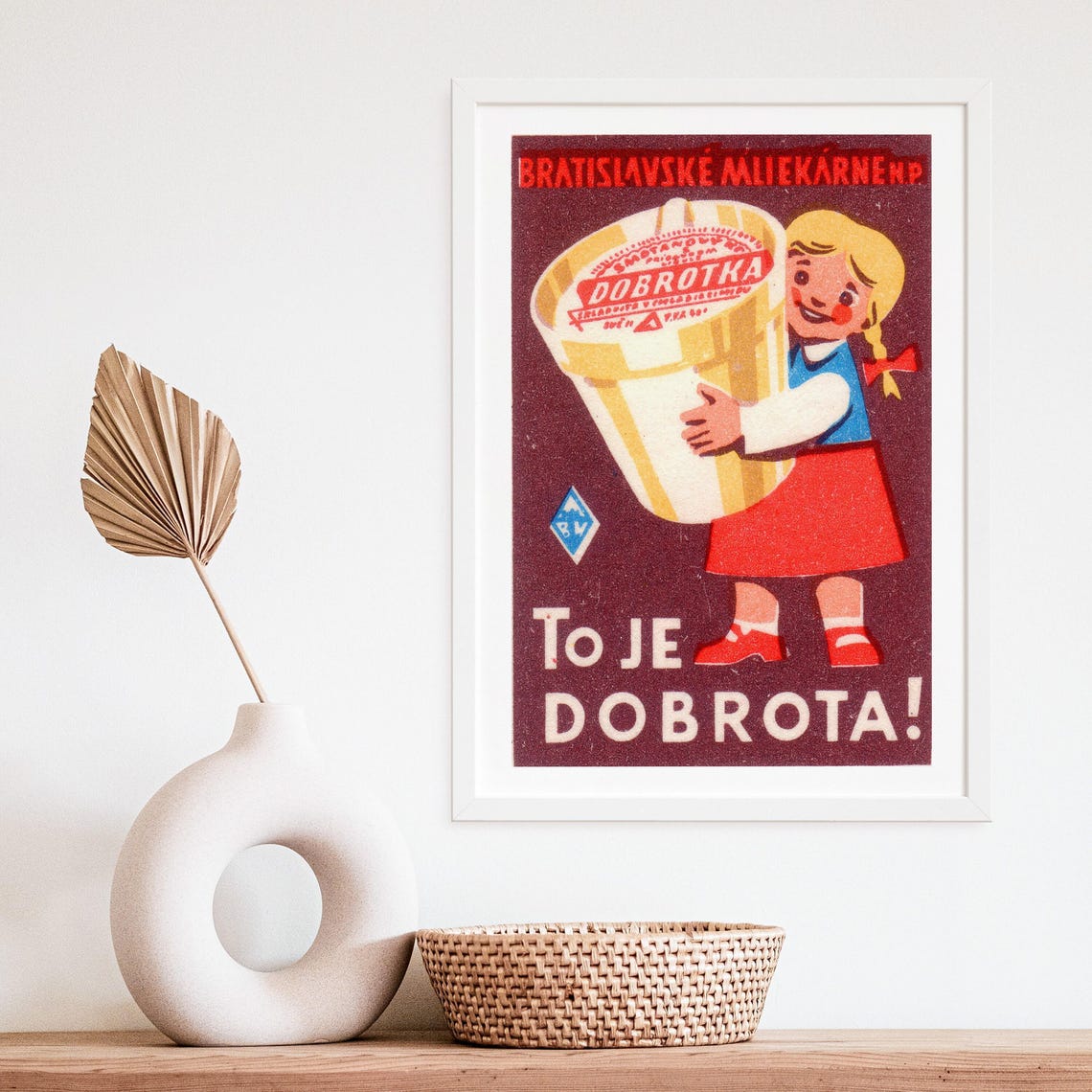 Dobrotka Slovak Dairy Cream Mid Century Advertising Art Poster - Image 4