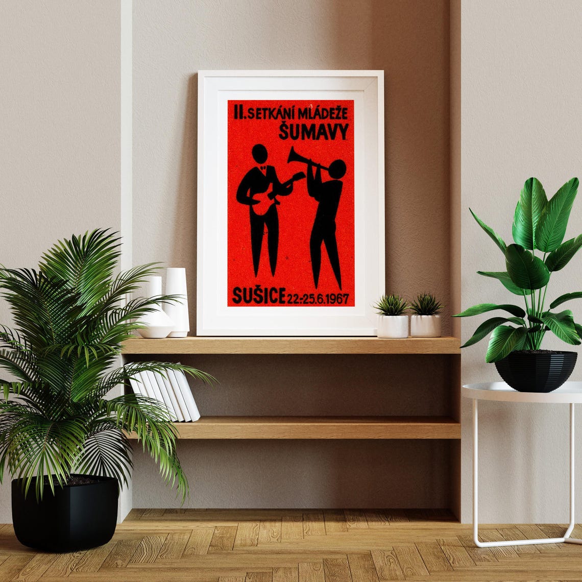 Sumavy Youth Meeting Susice 1967 Czech Musicians Silhouette Poster - Image 2